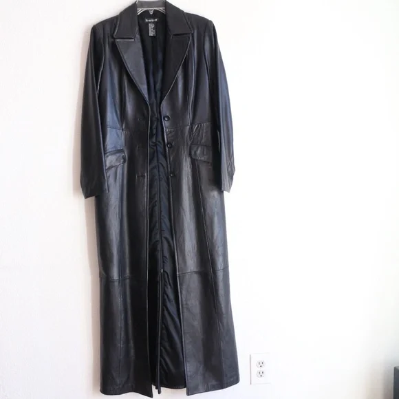Bebe ankle length black leather coat - Picture 1 of 15